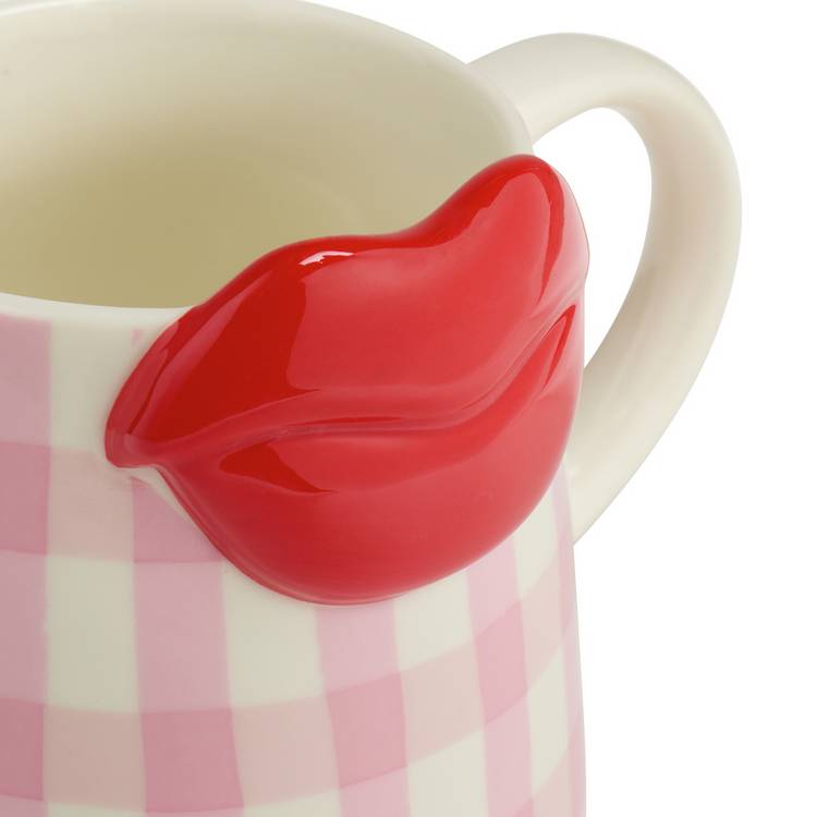 Argos Home gingham lips mug 270ml, UK version