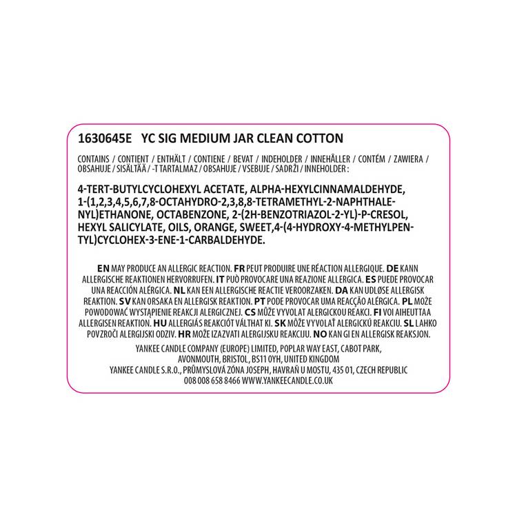 Yankee scented candle Clean Cotton 368g - British product