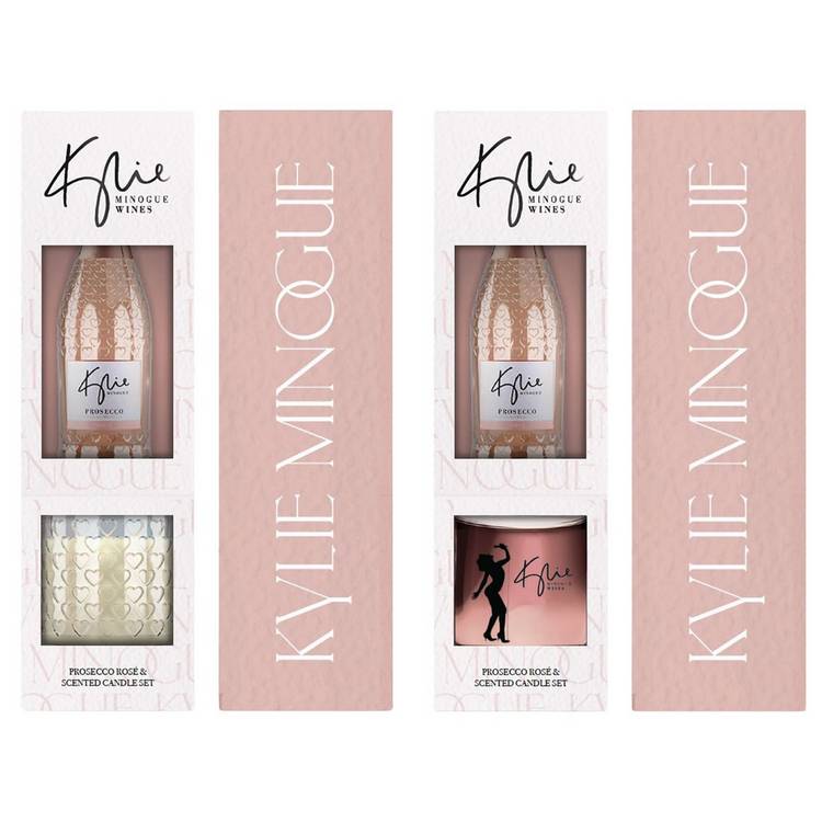 Kylie Minogue Prosecco Rose gift set with candles, UK version