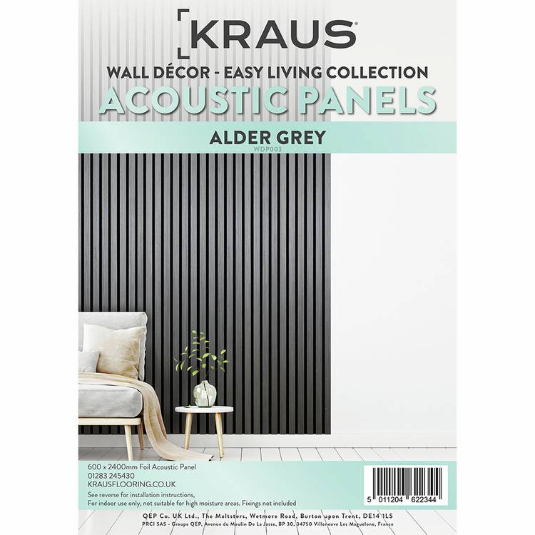 Kraus acoustic wall panel Alder Grey 2.4m (British brand)