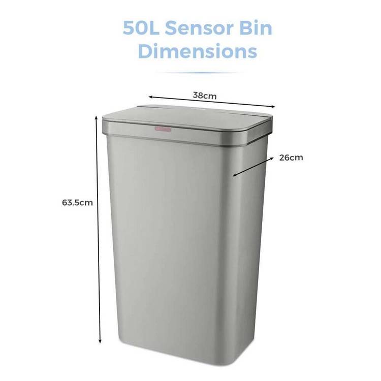 Tower grey sensor bin 50 litre, imported from the UK