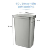 Tower grey sensor bin 50 litre, imported from the UK