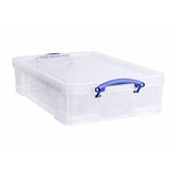 Really Useful plastic underbed storage box clear 33L (British brand)