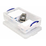 Really Useful plastic underbed storage box clear 33L (British brand)