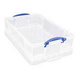 Really Useful plastic underbed storage box clear 33L (British brand)