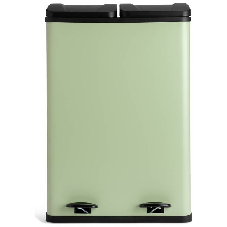 Habitat 60L twin pedal bin sage green steel (British brand)