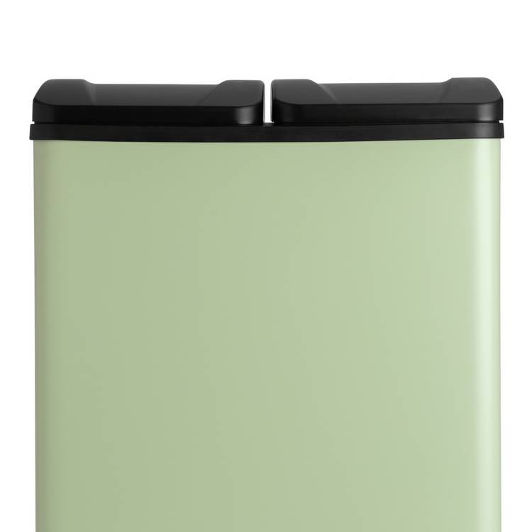 Habitat 60L twin pedal bin sage green steel (British brand)
