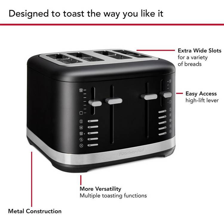 KitchenAid 4 slice toaster matte black, UK version