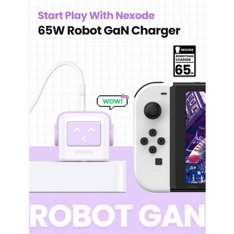 UGREEN Uno Robot GaN Charger 65W Purple (British brand)