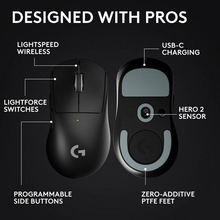 Logitech PRO X SUPERLIGHT 2 DEX wireless gaming mouse (British brand)