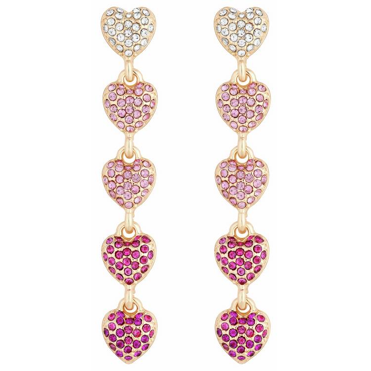 Lipsy rose gold plated micro pave pink drop earrings, UK version