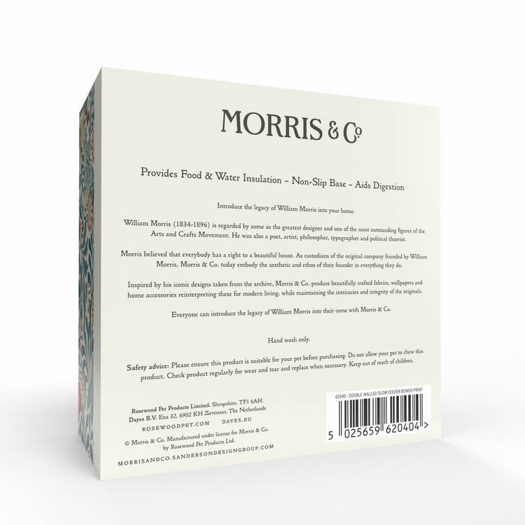 Morris & Co double walled slow feeder Bower print, UK version