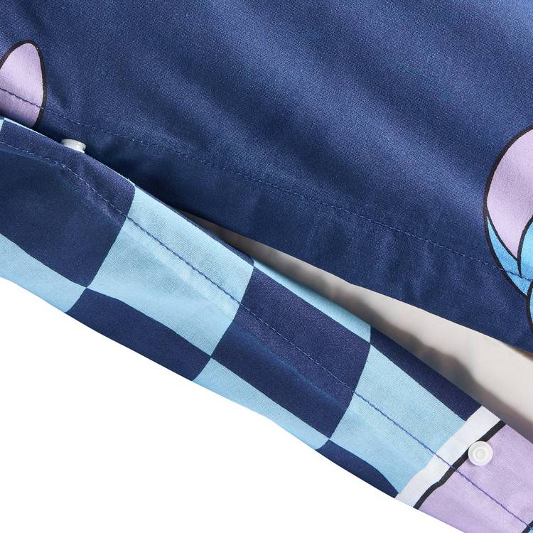 Disney Stitch toddler bedding set blue checkerboard, imported from the UK