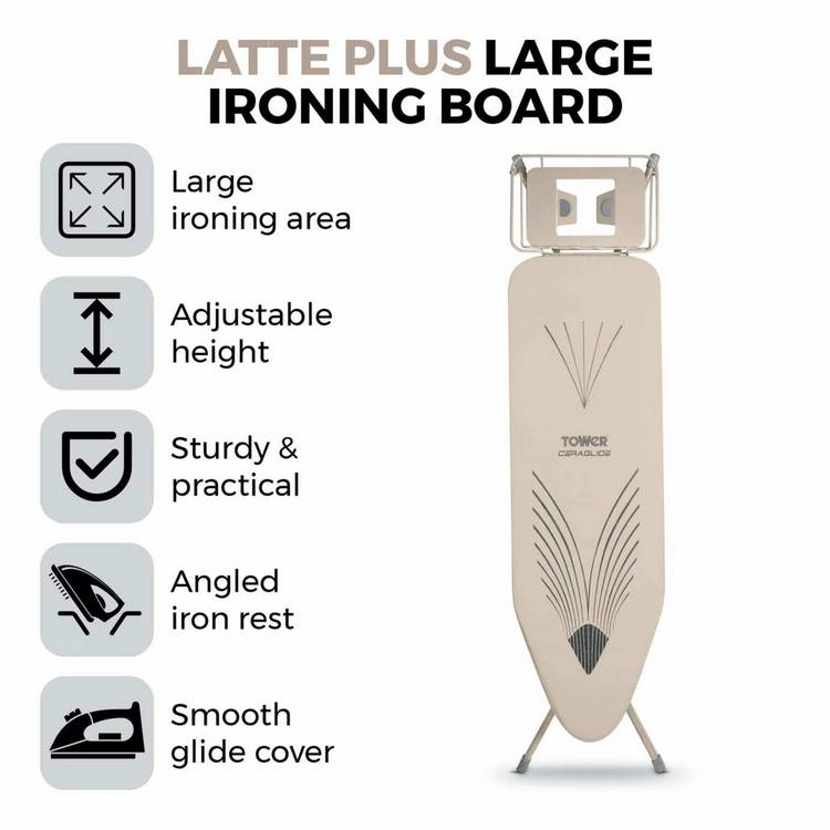 Tower large ironing board Latte 122cm - British product