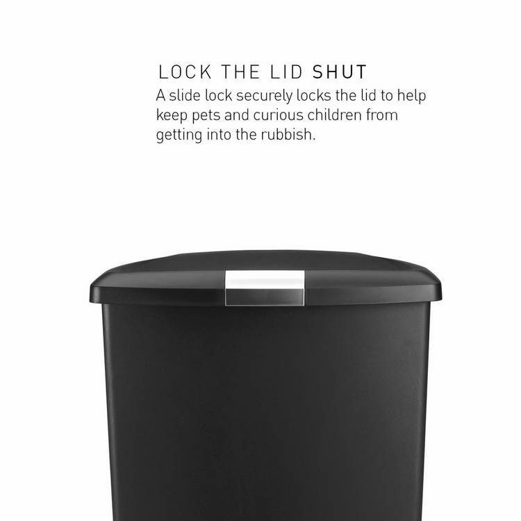 Simplehuman plastic pedal bin 45 litre black (British brand)