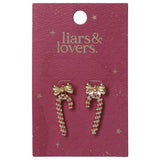 Liars & Lovers candy cane earrings, imported from the UK