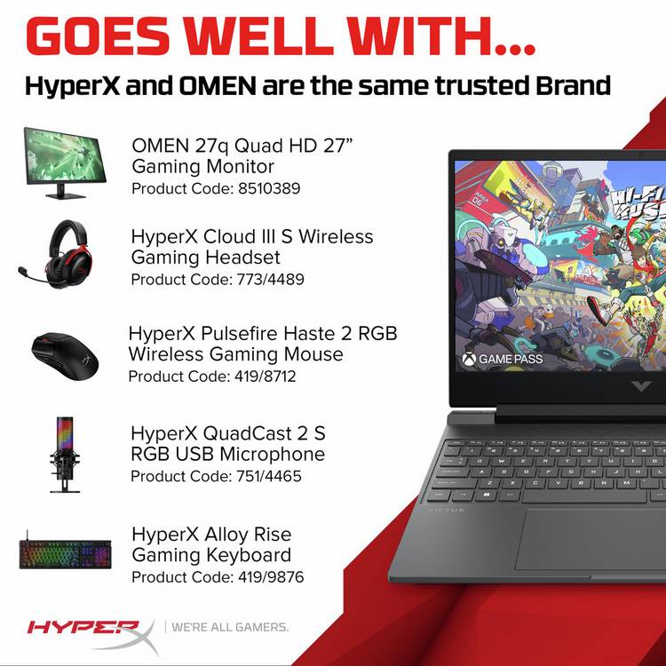 HP Victus 15.6-inch gaming laptop with AMD Ryzen 7 and RTX 4050 - British product