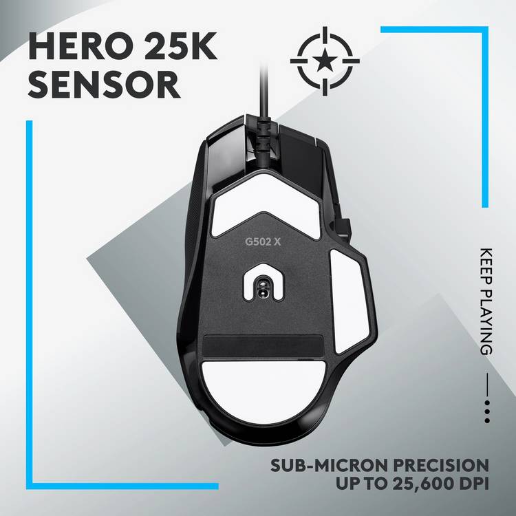Logitech G502 X wired gaming mouse, imported from the UK