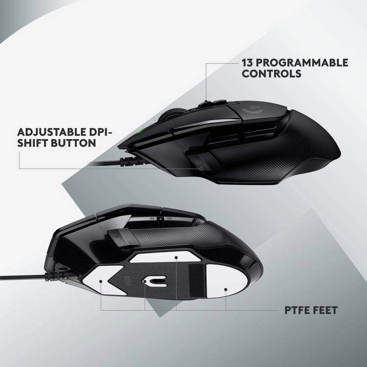Logitech G502 X wired gaming mouse, imported from the UK
