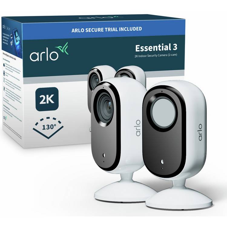 Arlo Essential 3 2K wired indoor security camera 2-pack (British brand)