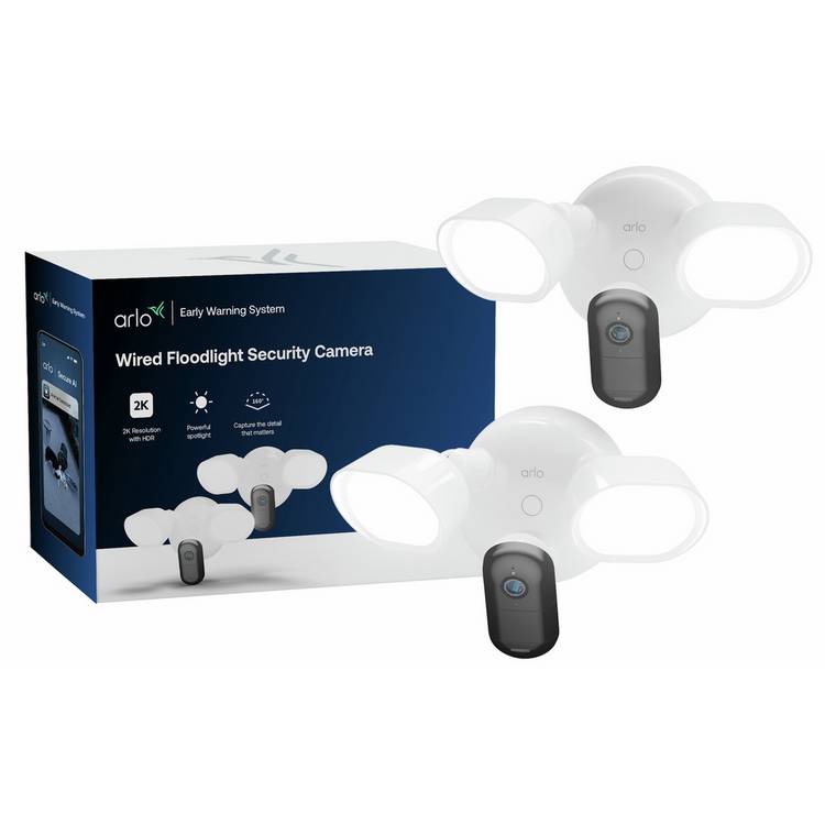 Arlo 2K wired floodlight security camera pack of 2 - British product