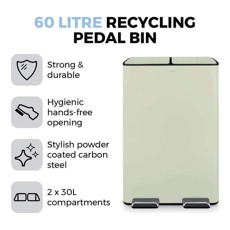 Tower twin compartment recycling bin 60L, imported from the UK