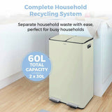 Tower twin compartment recycling bin 60L, imported from the UK