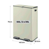 Tower twin compartment recycling bin 60L, imported from the UK