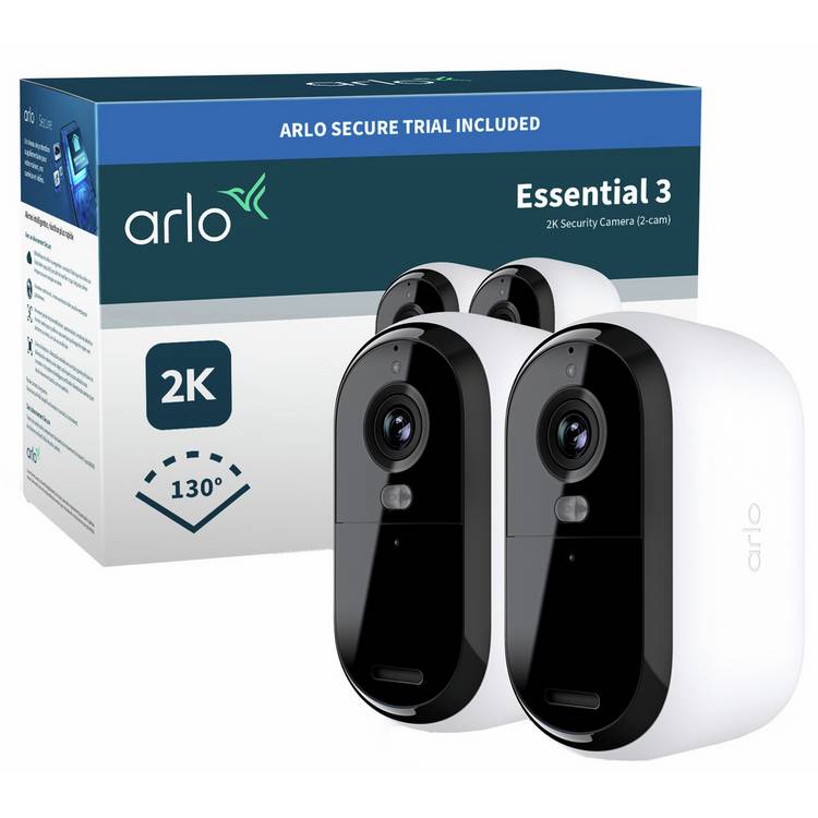 Arlo Essential 3 2K outdoor security camera pack of 2, UK version