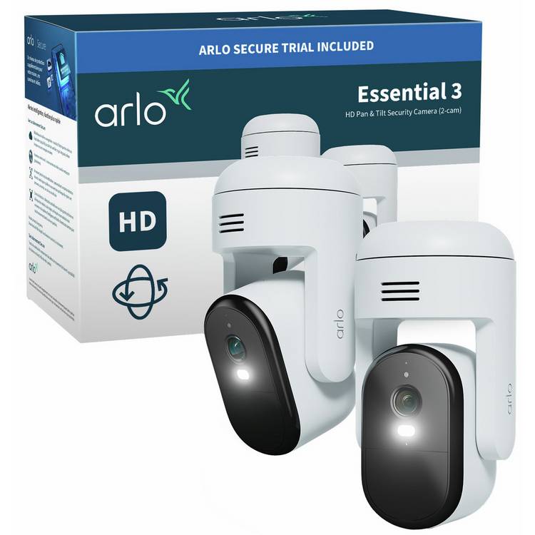 Arlo Essential PTZ 2K outdoor security camera 2-pack (British brand)