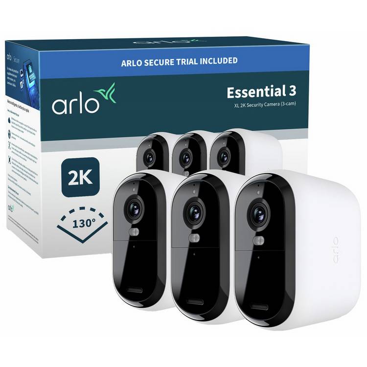 Arlo Essential 3 XL 2K security camera pack of 3, imported from the UK