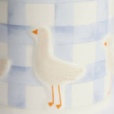 Argos Home light blue gingham check geese ceramic mug, UK version
