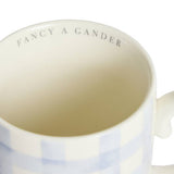 Argos Home light blue gingham check geese ceramic mug, UK version