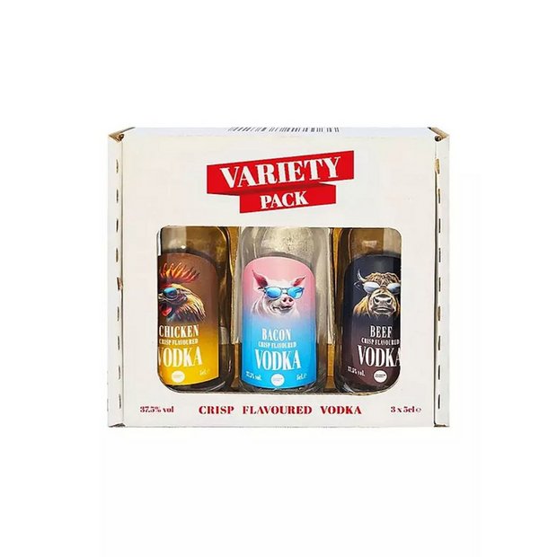 Thunder Crisp vodka miniature gift set, three bottles, UK version