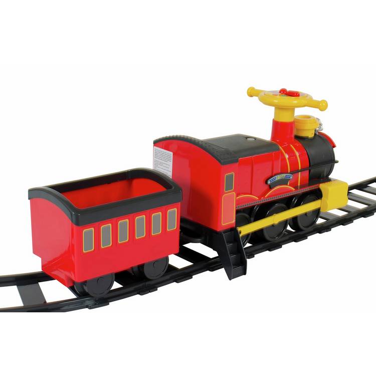 Rollplay steam train ride-on 6V with track (British brand)
