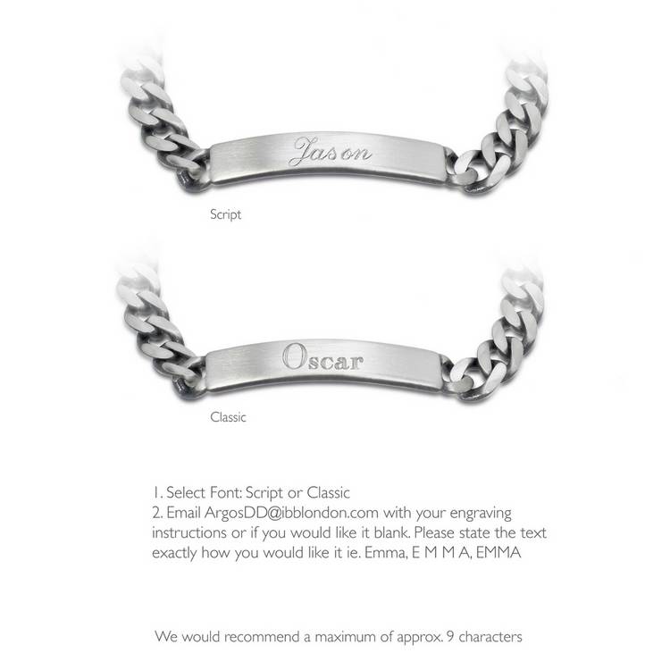 Revere oxidised sterling silver personalised bracelet, British brand