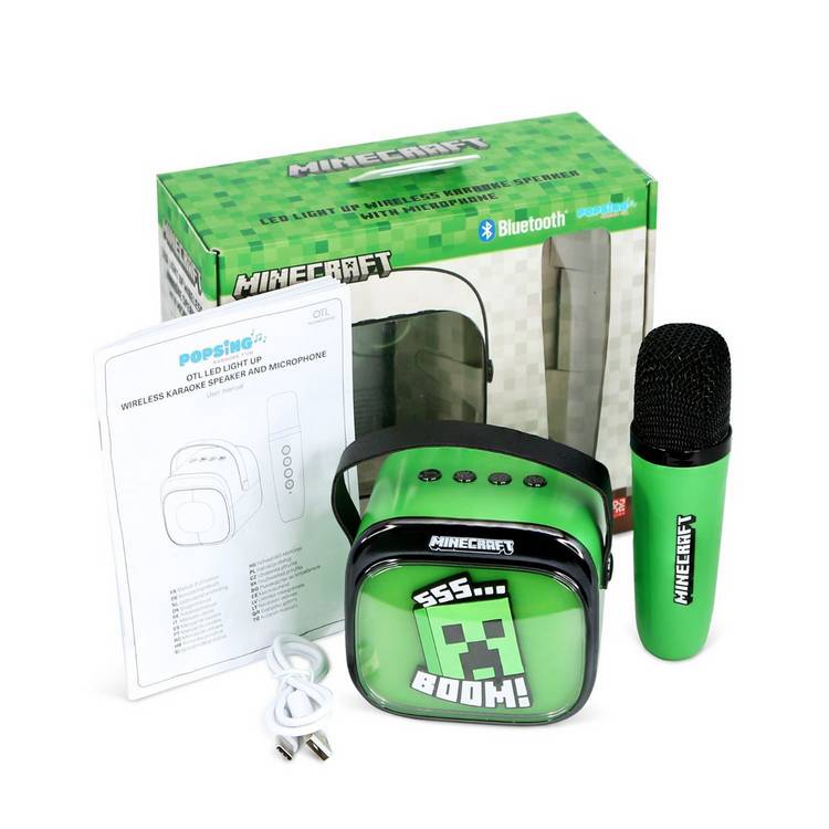 OTL Minecraft PopSing wireless karaoke speaker and microphone, UK version