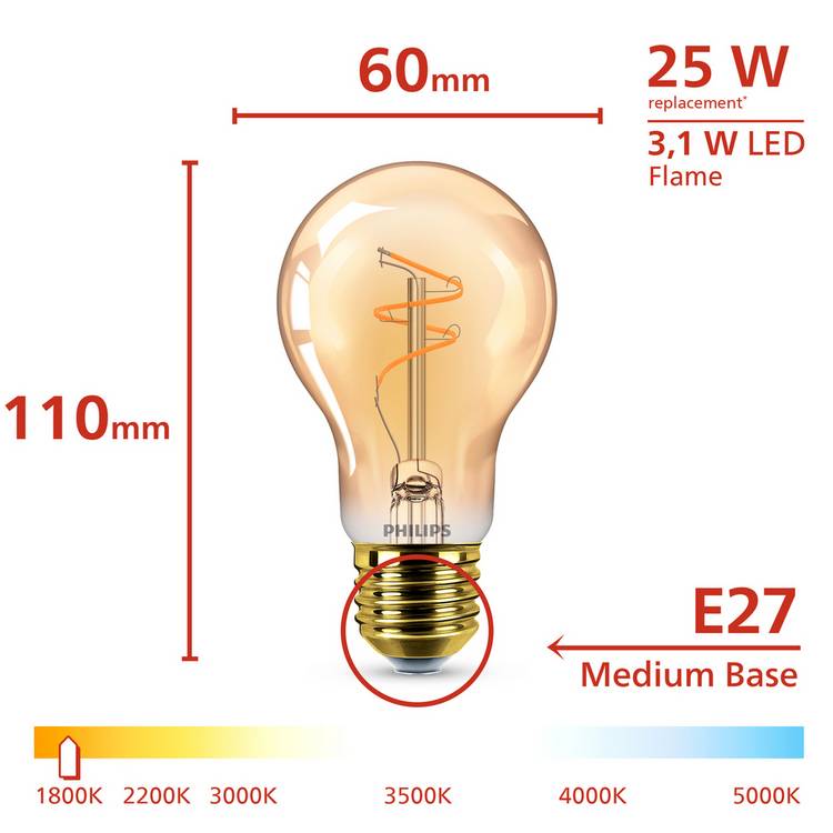 Philips LED light bulb 25W E27, imported from the UK