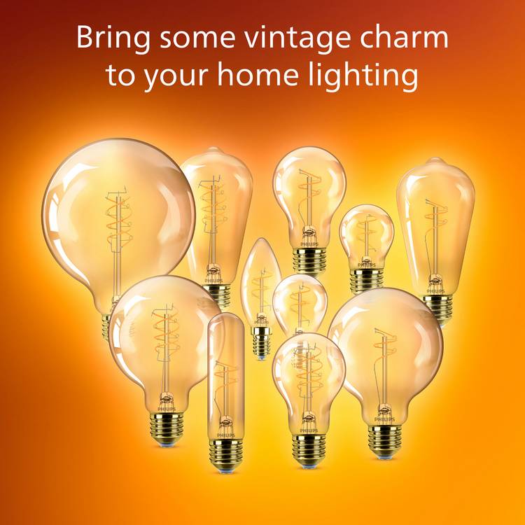 Philips 25W LED E27 bulb with vintage filament, imported from the UK