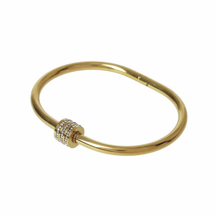 Liars & Lovers hinged crystal bangle, gold tone, imported from the UK