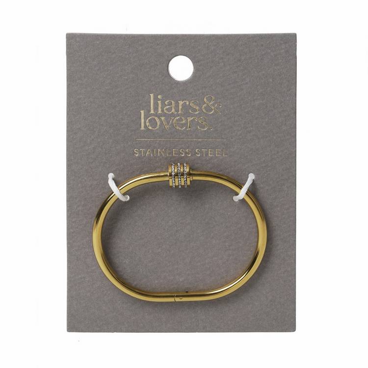 Liars & Lovers hinged crystal bangle, gold tone, imported from the UK