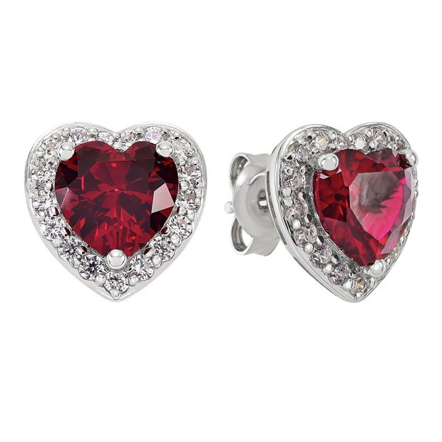 Revere heart cubic zirconia stud earrings, UK version