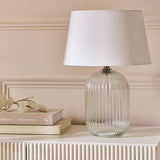 Argos Argos Home Ribbed Clear Glass Table Lamp White 36cm- Buy online at McGrocer