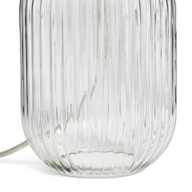 Argos Home ribbed glass table lamp 36cm white shade, UK version