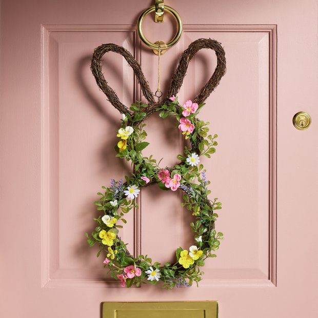 Argos Home bunny shaped floral Easter wreath - British product