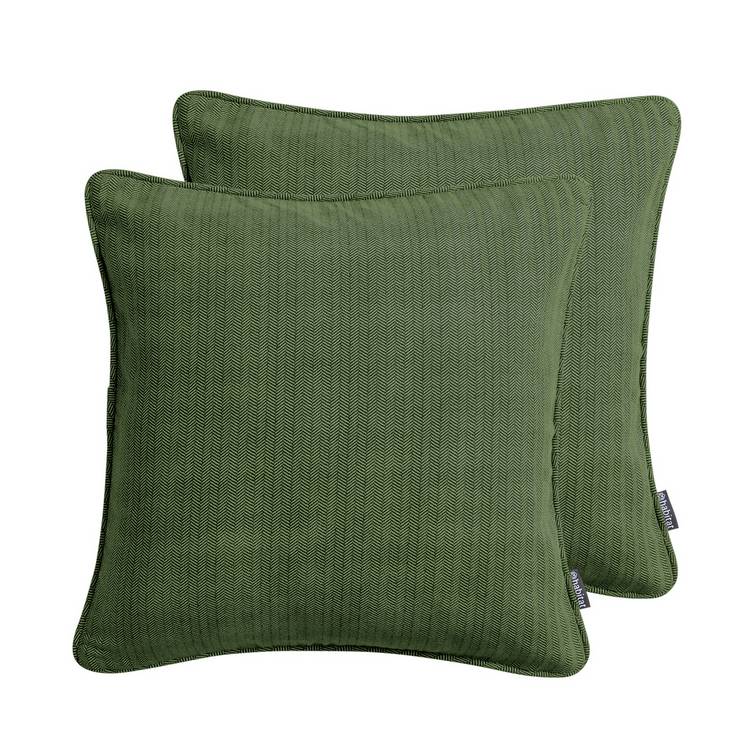 Habitat herringbone cushion cover moss green 43cm 2 pack, imported from the UK