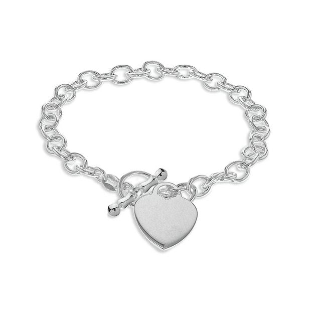 Revere sterling silver heart pendant bracelet 19cm, imported from the UK