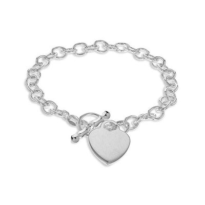 Argos Revere Sterling Silver Personalised Heart Pendant Bracelet 19cm/7.5in- Buy online at McGrocer