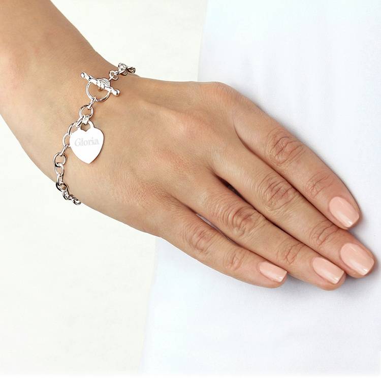 Revere sterling silver heart pendant bracelet 19cm, imported from the UK