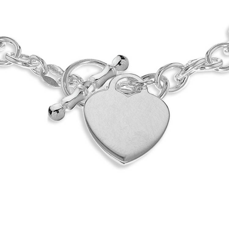 Revere sterling silver heart pendant bracelet 19cm, imported from the UK